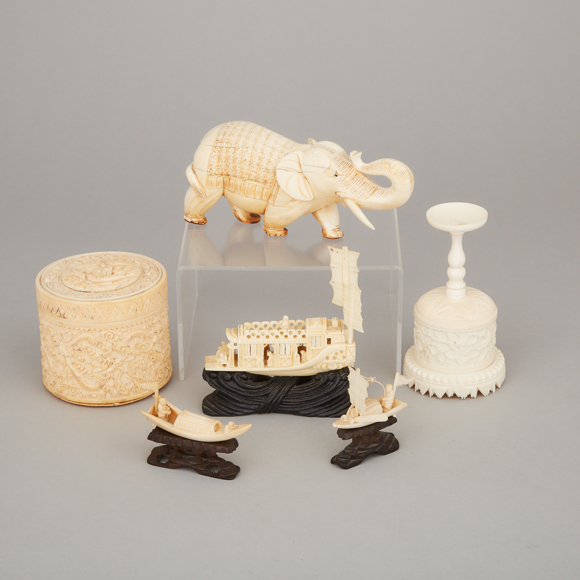 A Group of Six Chinese Ivory Carvings, Early 20th Century