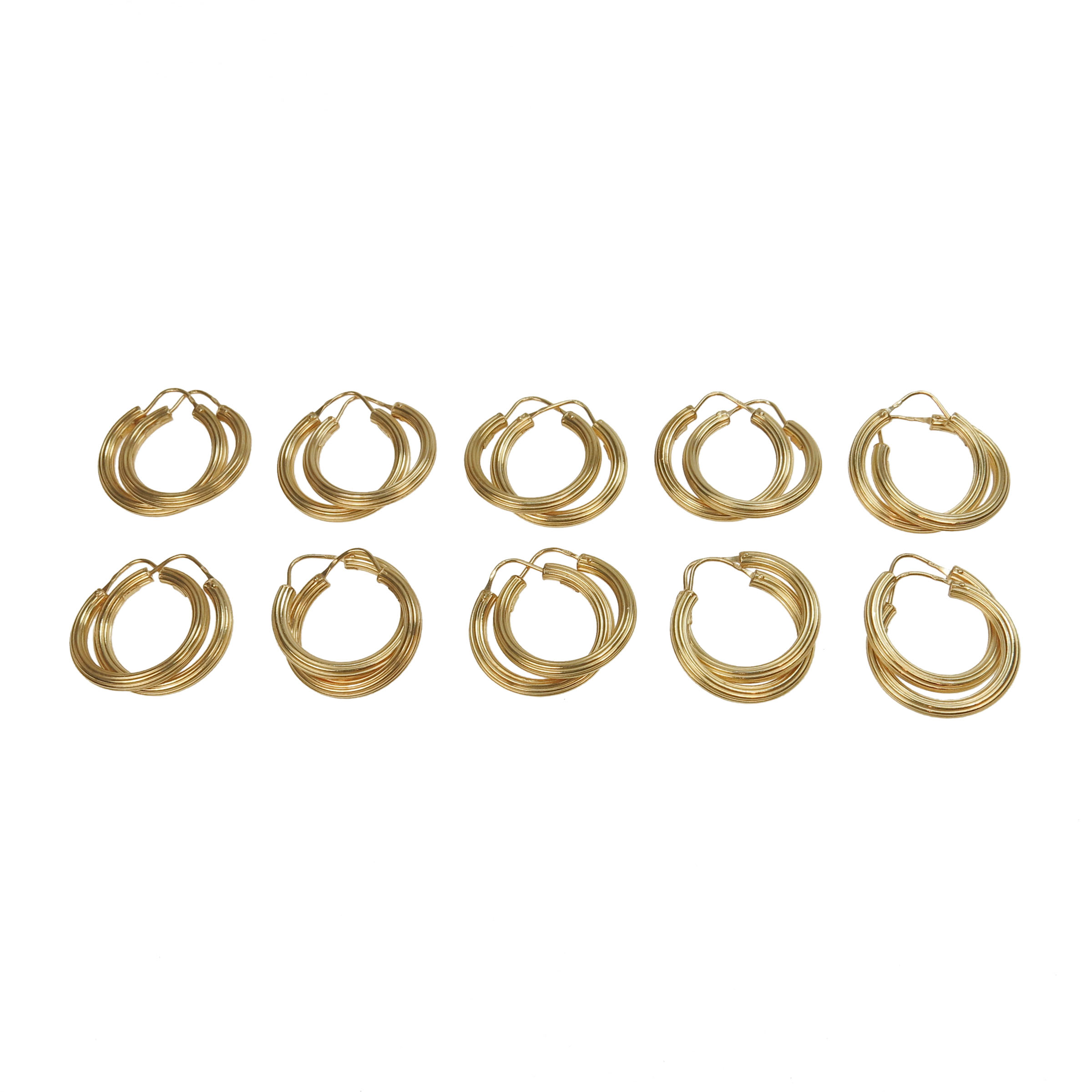 10 X Pairs Of 18K Yellow Gold Hoop Earrings