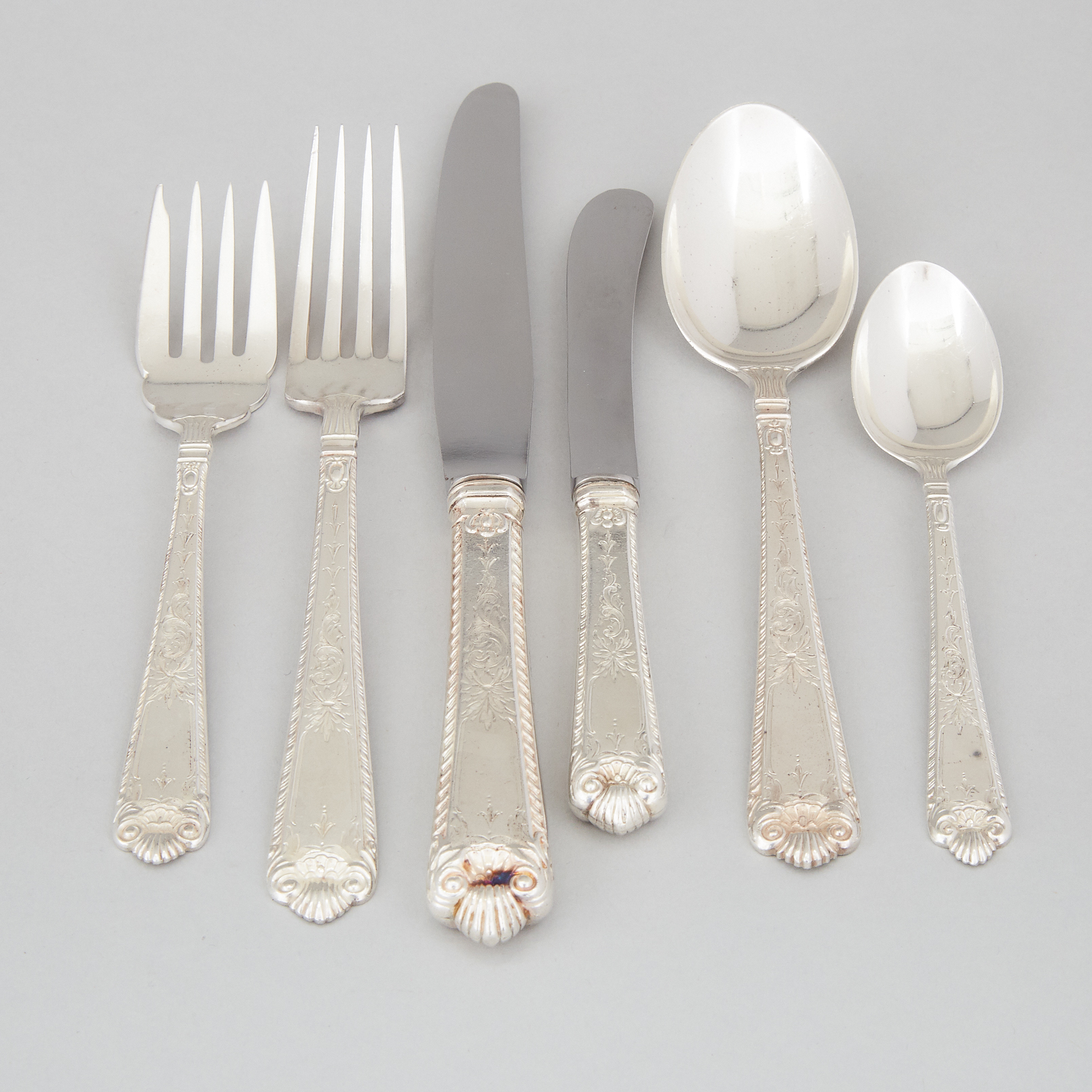 Canadian Silver 'George II Engraved' Pattern Flatware Service, Henry Birks & Sons, Montreal, Que., 20th century