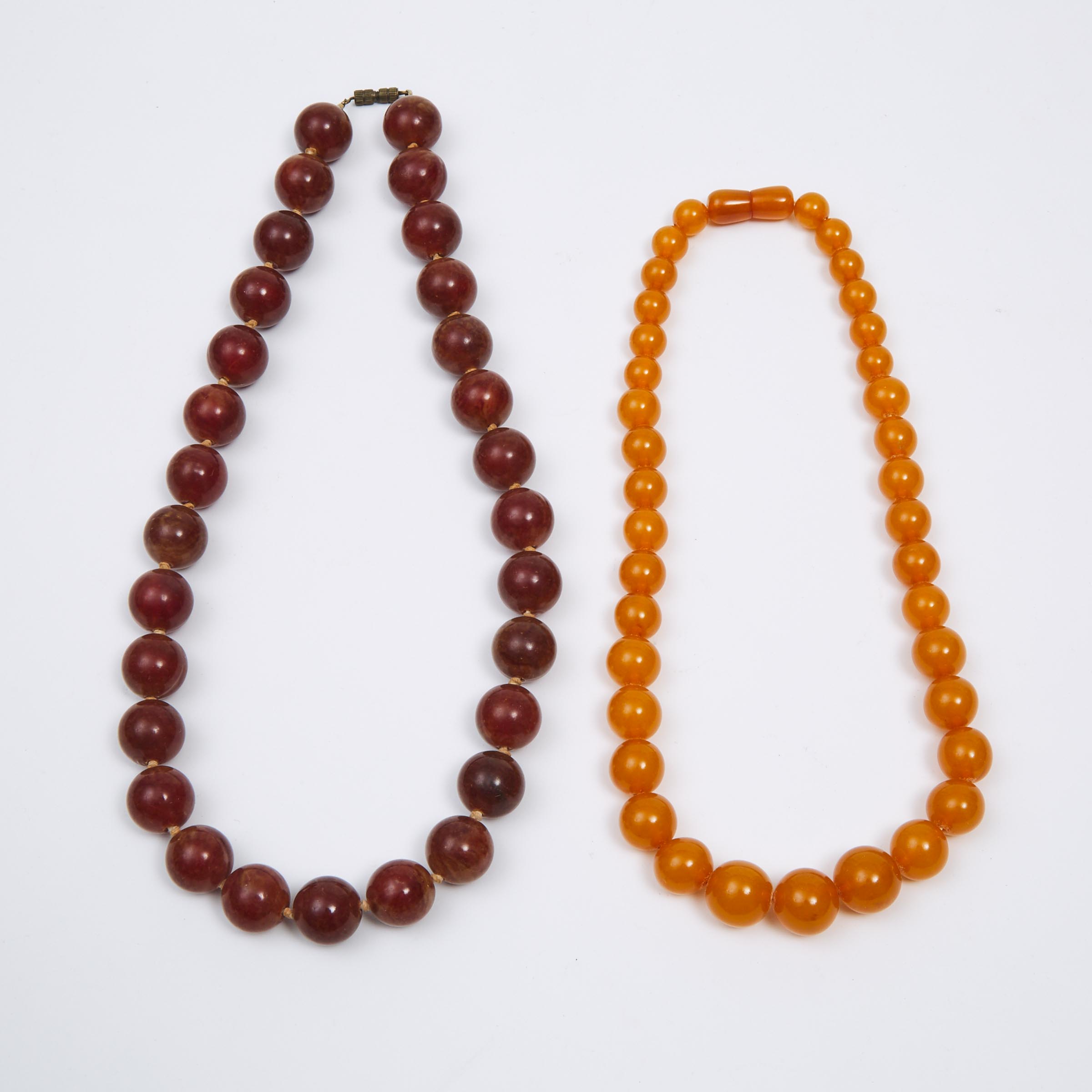 Two Amber Beaded Necklaces