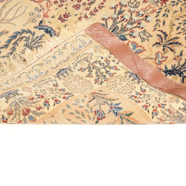 Fine Nain Part Silk Garden Rug, Persian, c.1970