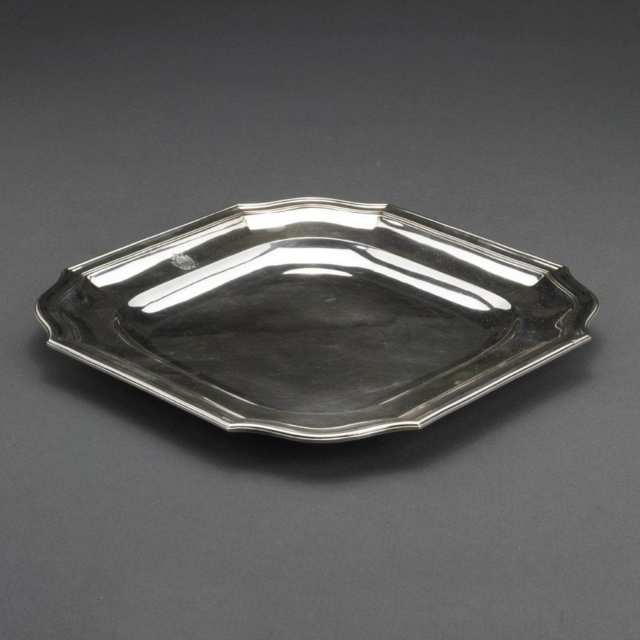 French Silver Square Platter, early 20th century
