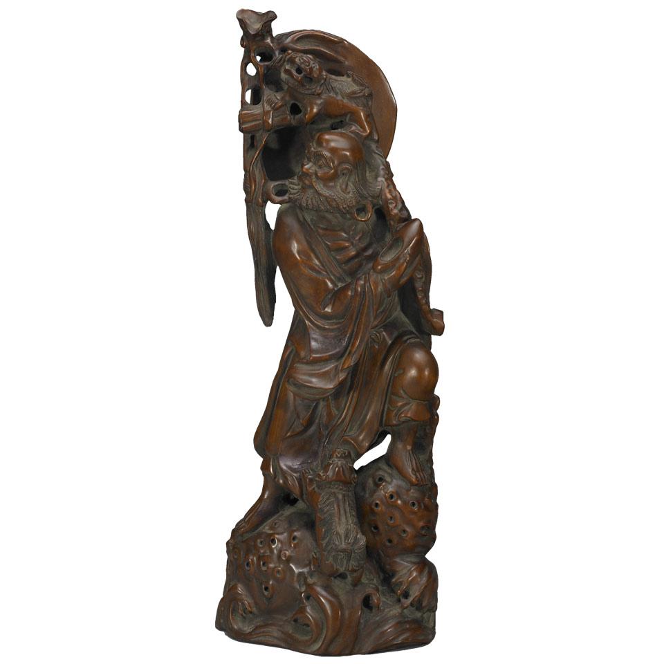 Hardwood Carved Figure of Bodhidharma