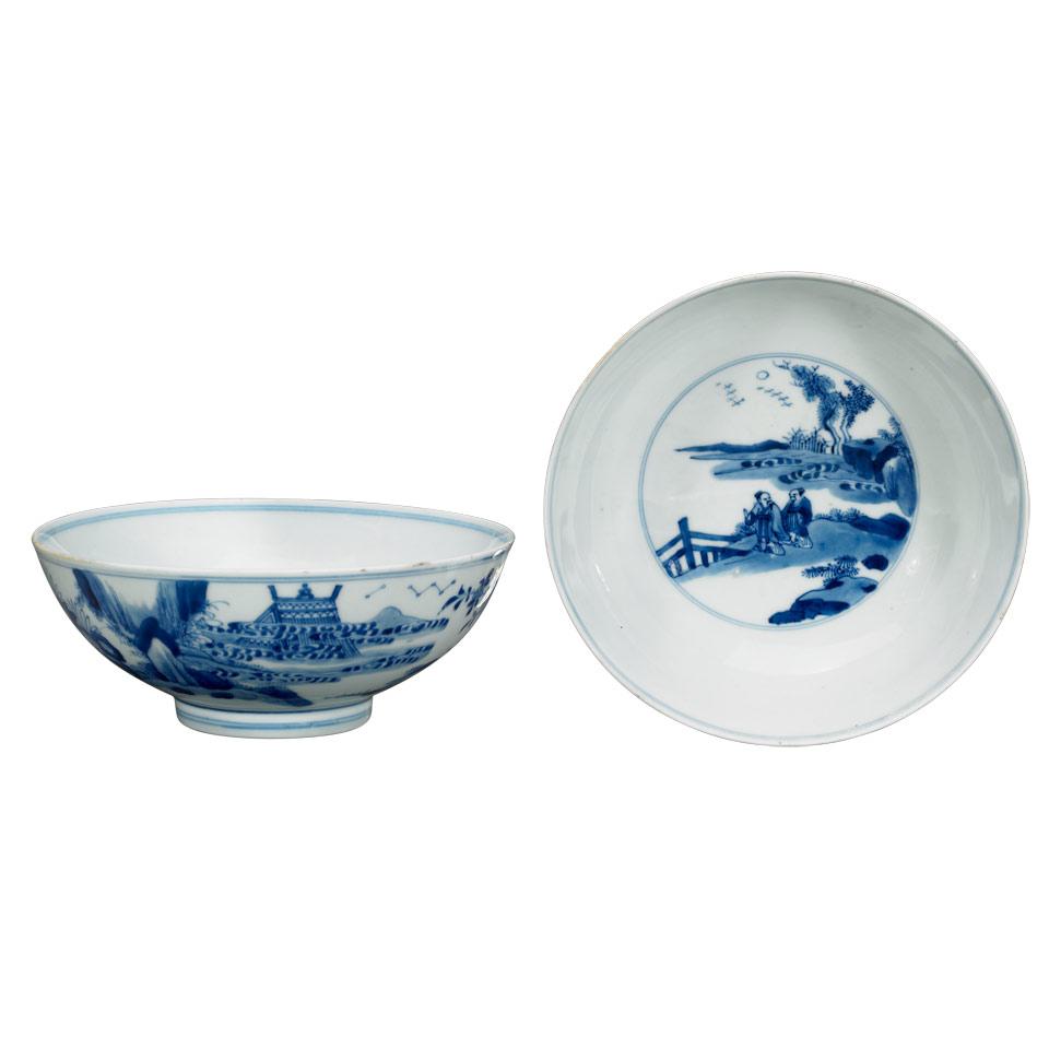 Pair of Blue and White Philosopher’s Bowls, Yongzheng Mark