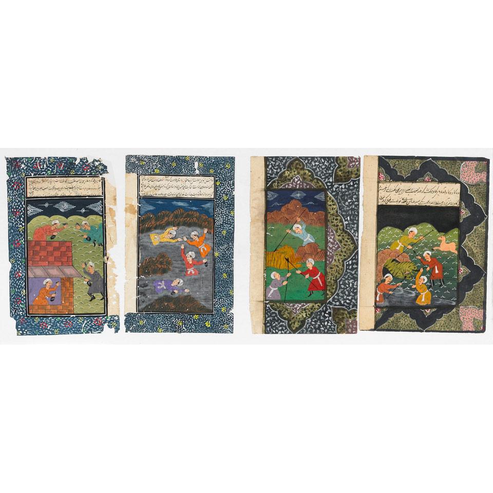 Four Mughal Style Painted Miniatures