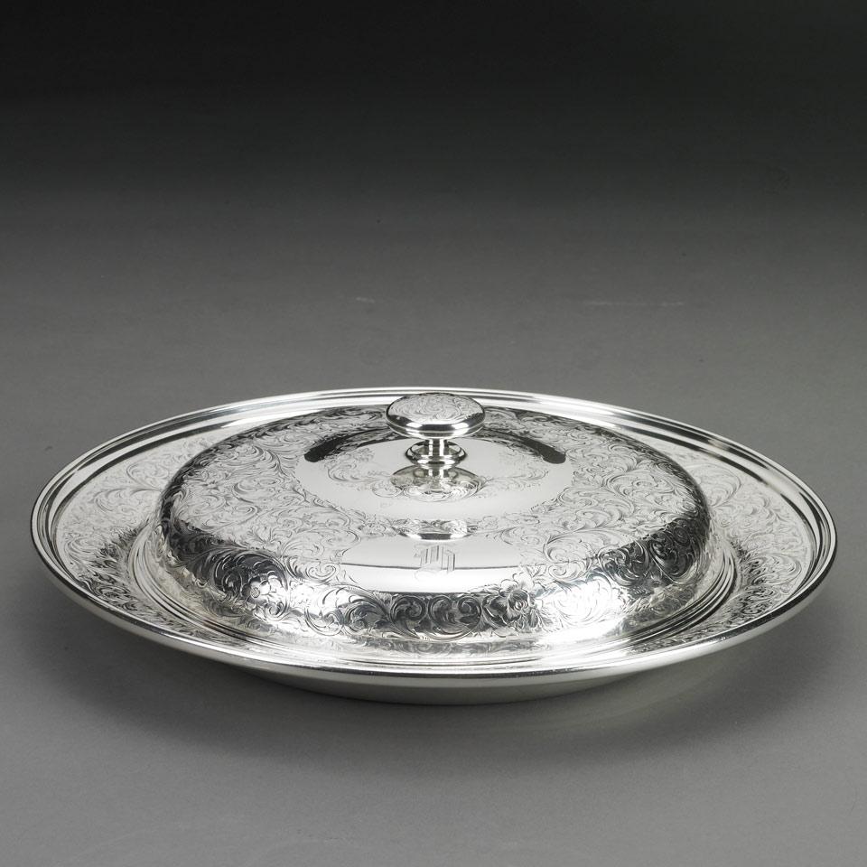 Canadian Silver Circular Chop Dish and Cover, Henry Birks & Sons, Montreal, Que., 1933