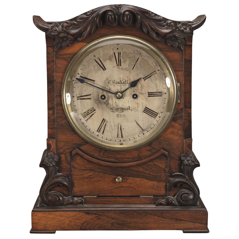 William IV Rosewood Bracket Clock, R. Roskell, Liverpool, c.1830