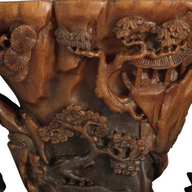 Rare Rhinoceros Horn Carved Cup, 18th Century