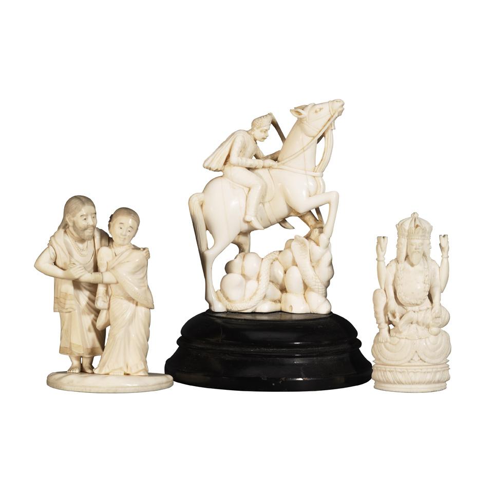 Three Ivory Carvings, South Asia, circa 1900