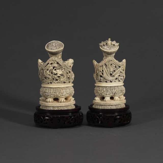 Ivory Carved Figure of a King and Queen