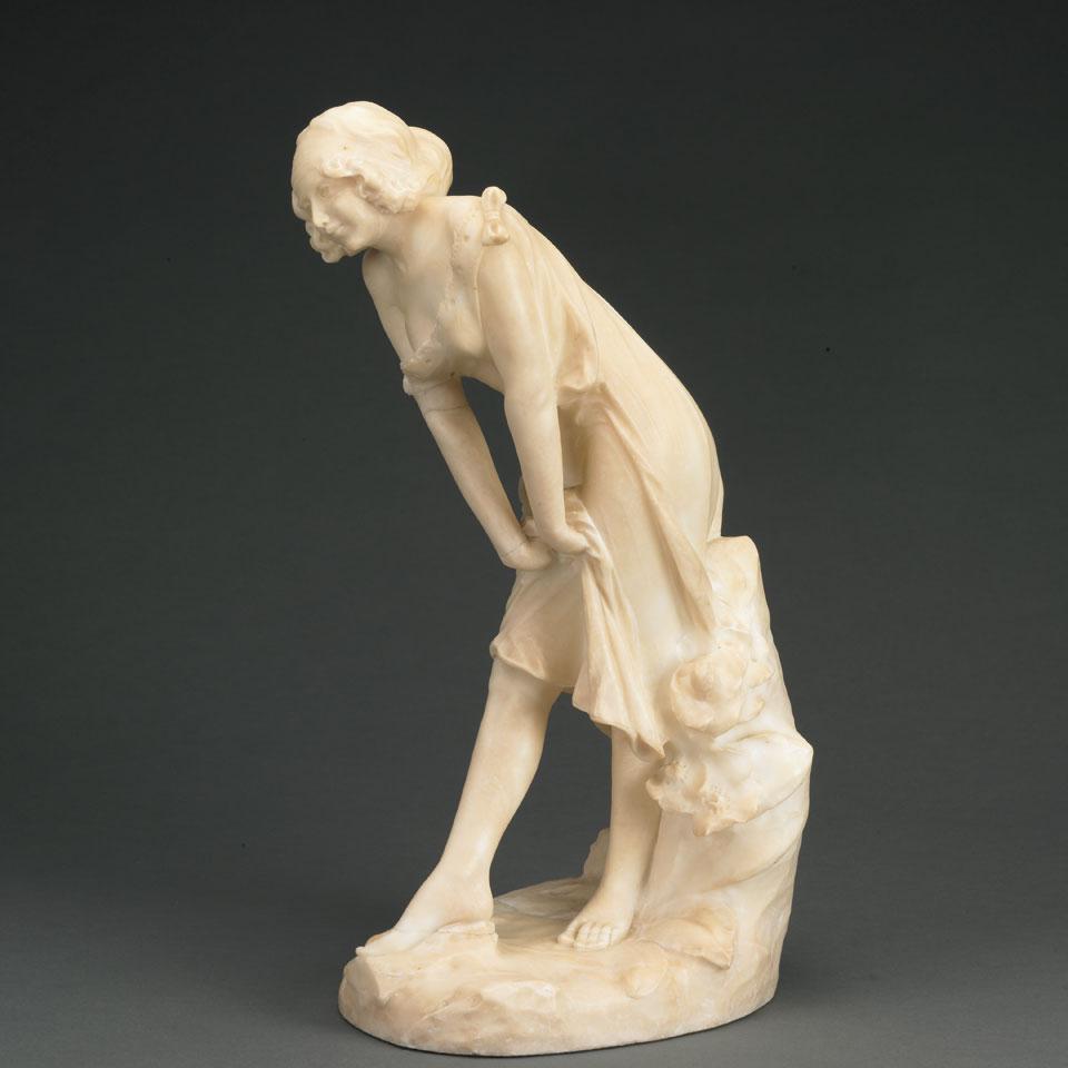 Carved Alabaster Figure of a Young Woman, c.1900