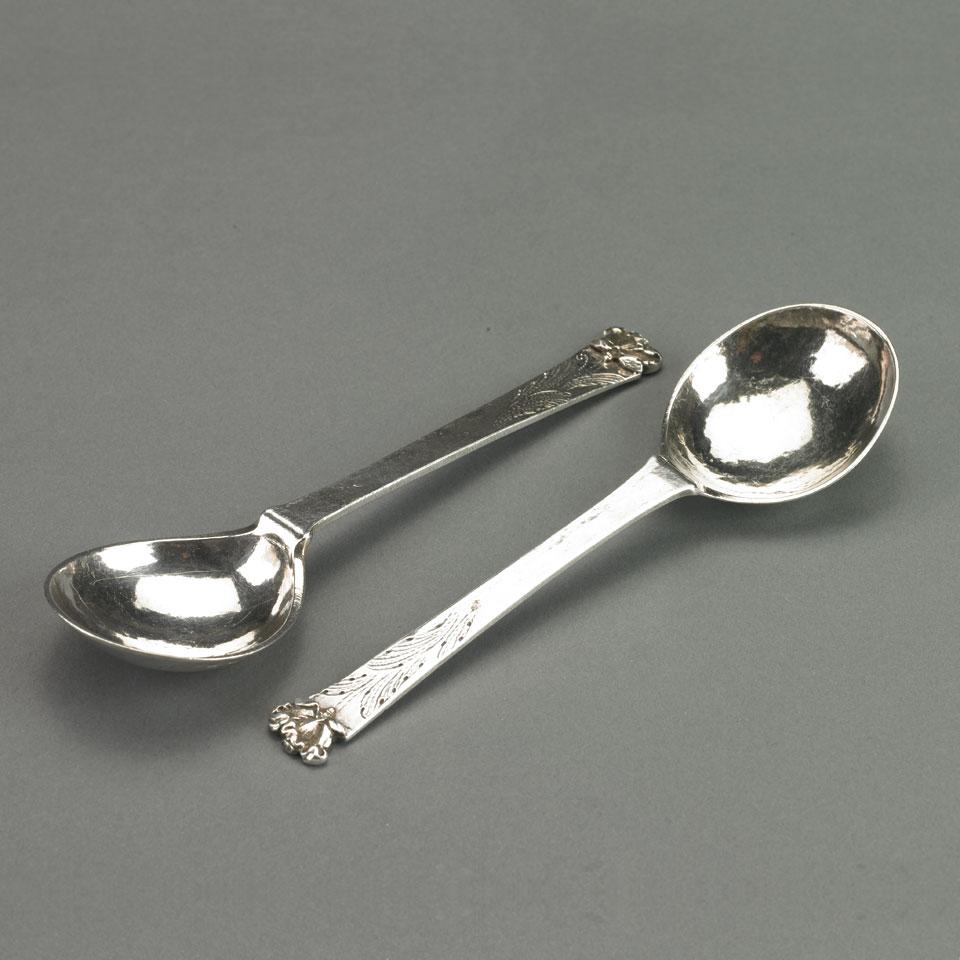 Pair of Scandinavian Silver Spoons, probably Danish, dated 1679