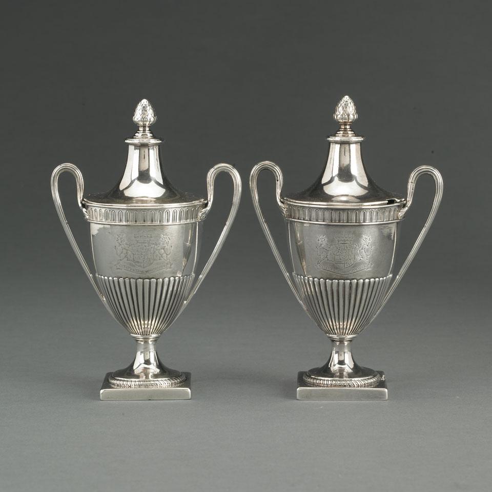 Pair of George III Silver Covered Condiment Vases, John Wakelin & William Taylor, London, 1777