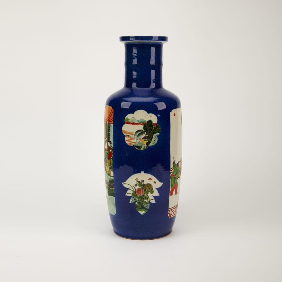 Famille Verte Rouleau Vase, Late Qing Dynasty