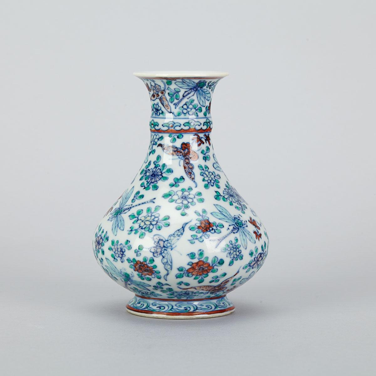Small Doucai Bottle Vase, Qianlong Mark