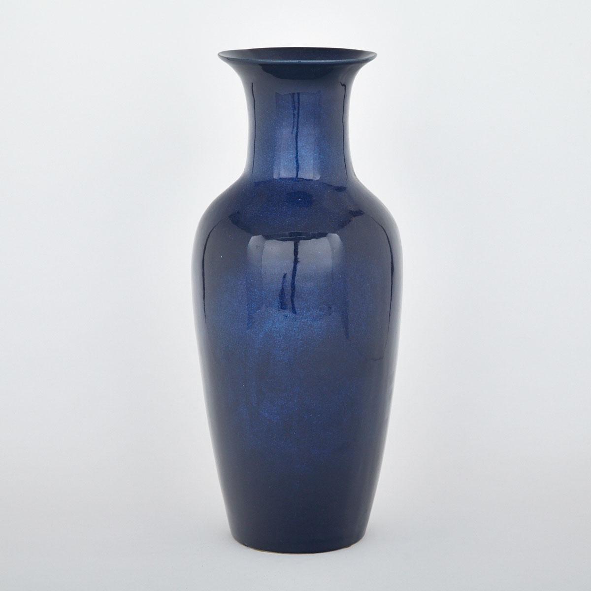 Large Blue Glazed Baluster Vase
