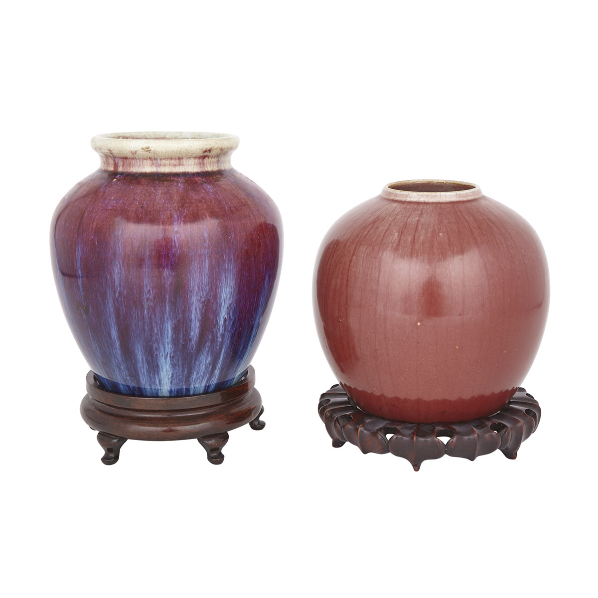 An Oxblood Glazed Jar and a Flambé Jar, 18th Century