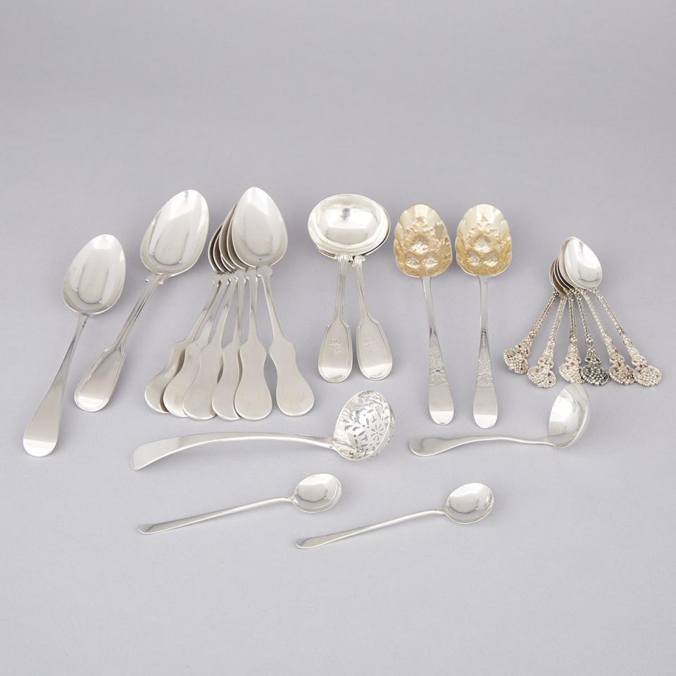 Group of English, Austrian, Russian and Canadian Silver Spoons and Ladles, late 18th-20th century