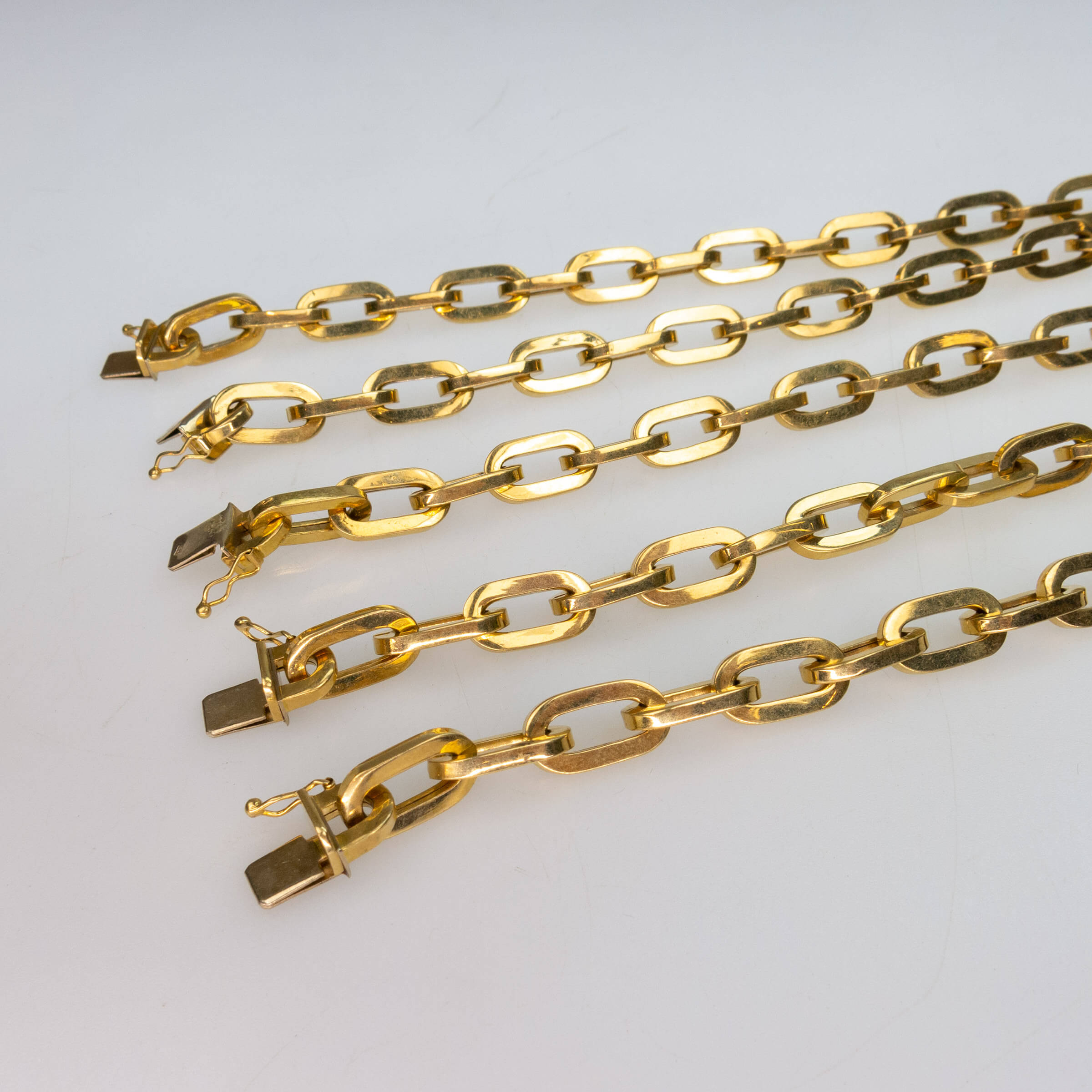 5 x 18k Yellow Gold Rectangular Link Bracelets